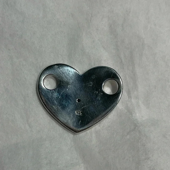 Sterling Silver Heart Connector Pendant, 925, Genuine 0.50-Ct Diamond, ~1” - Picture 4 of 7